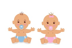 twin babies in diapers